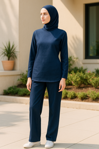 <span class=keywords><strong>Ensemble</strong></span> deux pièces pour femmes musulmanes YXO005 - Tunique à manches longues et pantalon large, vêtements pour femmes musulmanes au style <span class=keywords><strong>chic</strong></span> décontracté - Product Image 2