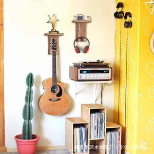 Solid Wood Guitar Rack Wall Mounted Ukulele Folk Guitar Display <b>Shelf</b> With <b>Hook</b> Durable Musical Instrument Stand - Product Image 3