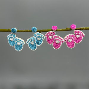 AHAYA <span class=keywords><strong>Boucles</strong></span> <span class=keywords><strong>d</strong></span>'<span class=keywords><strong>oreilles</strong></span> <span class=keywords><strong>pendantes</strong></span> bohèmes motif petite empreinte florale, coloris bleu/rose, bijoux fantaisie et charmants, cadeau <span class=keywords><strong>d</strong></span>'anniversaire pour femme - Product Image 5