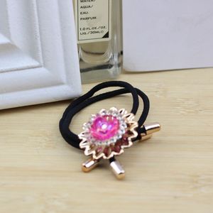 Coleteros con Flores y Diamantes de Imitación, Alta Elasticidad, Negros, Accesorios para el Cabello de Mujer, Diadema Informal de Resina Plástica, Verano 2021 - Product Image 4