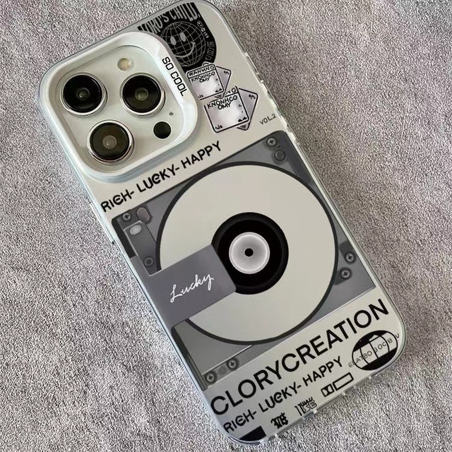 Popular Design Retro CD Luck Candy Phone case for iPhone 15 Pro Max 14 13 12 11 XS XR Personality Plating Mirror Frame Cover