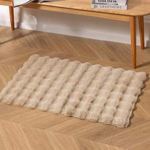 Alfombra de Piel Sintética de Conejo, Beige, 2x3 Pies, Suave y Esponjosa, Rectangular, para Sala de Estar, Dormitorio, Lavable a Máquina, Peluda, para Cuarto de Niños, 3D - Product Image 2