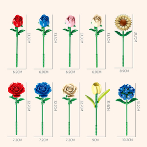 Regalos para el Día de San Valentín 2026, Ramo de Flores Artificiales de Plástico, Bloques de Construcción Decorativos, Mini Rosas, Tulipanes, Girasoles, Ladrillos Florales - Product Image 2
