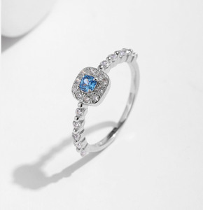S925 Silver <b>Cushion</b> Cut Topaz <b>Ring</b> With Pave Setting Diamond Halo Romantic Gemstone Engagement <b>Ring</b> For Women - Product Image 5
