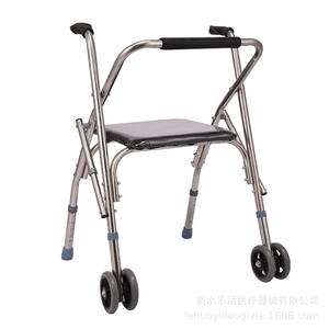 Déambulateur pliable à quatre roues en acier inoxydable Hebei avec siège pour personnes âgées et handicapées, aide à la mobilité - Product Image 2