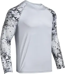 Produttore personalizzato rapida asciugatura traspirante Upf50 + girocollo stampa manica lunga maglia da pesca camicia in poliestere camicie da pesca