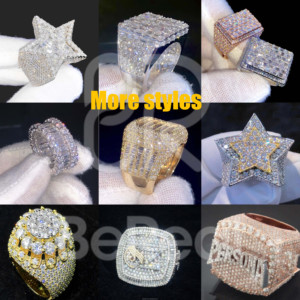 Bague en moissanite personnalisée d'usine, testée au diamant, avec pendentif baguette personnalisé avec lettre, en argent 925, bijoux fins pour hommes - Product Image 4