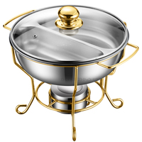Nouveauté : Réchaud de buffet doré à chauffage électrique/à combustible, chauffe-plats pour restaurant, service de 8 L, 2 bacs, écologique