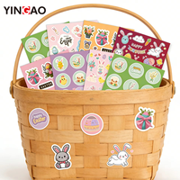 Autocollants personnalisés de Pâques découpés à la forme pour enfants, lapin de dessin animé, œuf, feuille d'autocollants en vinyle adhésif imperméable pour décorations de Pâques