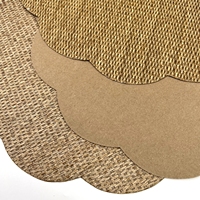 Napperons nordiques festonnés à bordure en forme de pétale, tissés, tons neutres terreux, texture lin, pour décoration de table moderne style ferme, en gros