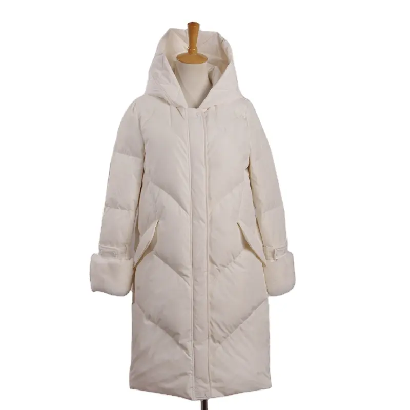 MH-426 New Style Padded Jacket White Long Coat with Sleeve Lamb Wool
