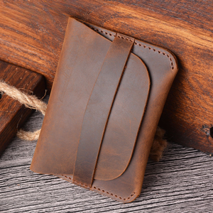 Cartera de cuero genuino informal retro simple y creativa con clip de cuero de caballo, bolsa de recogida de buey, tarjetero - Product Image 1