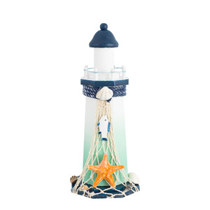 Mediterranean Lighthouse Ornament 24cm Wooden <b>Table</b> Decoration Ocean Theme Home Decor Living Room <b>Display</b> Model - Product Image 4