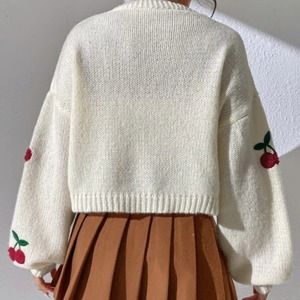 <span class=keywords><strong>Cardigan</strong></span> Casual in cotone 100% autunno inverno lavorato a maglia con fibbia ricamata in ciliegio ampia adatta per europa America - Product Image 2