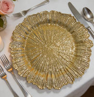 Assiettes de présentation en PP personnalisables, design luxueux et élégant, 13 pouces, légères, durables, réutilisables, pour mariages et hôtels