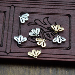 Copper Filigree Fan Pendant 12 14mm Antique Style Jewelry Finding For <b>Earring</b> Making DIY Material - Product Image 3