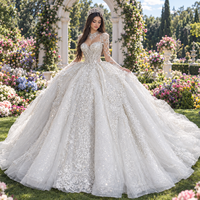 Mc066 Superbe Robe de Bal en Tulle Scintillant avec Appliques Baroques Perlées en Cristal Ivoire, Taille Naturelle, pour Fête et Mariage