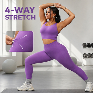 Conjunto Deportivo para Mujer de 2 Piezas, Bra Deportivo de Alta Elasticidad y Soporte, Leggings de Cintura Alta con Control de Abdomen, Ropa Deportiva para Yoga, Gimnasio y Running - Product Image 4