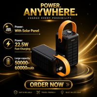 NOUVEAU Power Bank Solaire 60000 mAh avec Écran LED, Lampe Torche, Poignée de Transport, Charge Rapide 22.5W