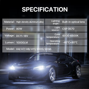 Ampoule de phare LED H4 80W Canbus 10000LM HB2 9003 feux de croisement mini projecteur 12V lampe LED pour voiture moto <span class=keywords><strong>scooter</strong></span> ATV - Product Image 6