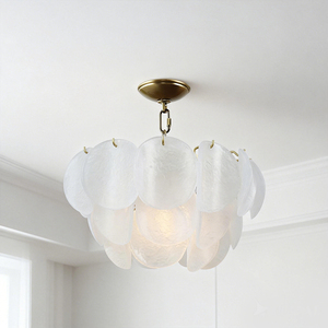 Copper Customized <b>Modern</b> Glass <b>Ceiling</b> Pendant <b>Light</b> Chandelier All Copper Natural Marble for Living Room Includes AC Power Bulb - Product Image 2