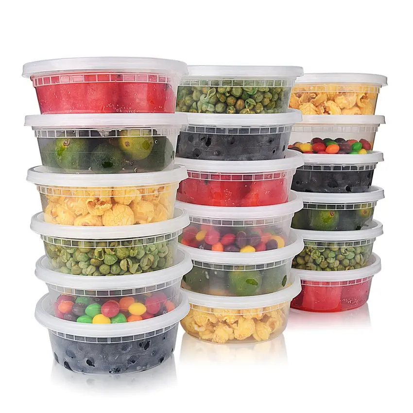Round Microwave Takeaway Disposable Plastic Food Storage Container with Lid