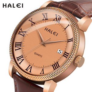 Livraison directe HALEI nouvelle montre à quartz originale pour femme avec bracelet en cuir, étanche 3BAR, mouvement japonais, vente en gros - Product Image 1
