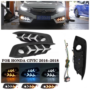 <span class=keywords><strong>ไฟ</strong></span>เดย์ไลท์ <span class=keywords><strong>LED</strong></span> DRL สำหรับ Honda Civic ปี 2016 2017 2018 สีขาว น้ำเงิน เหลือง พร้อมไฟเลี้ยวในตัว สำหรับกันชนหน้า อุปกรณ์ตกแต่ง - Product Image 1