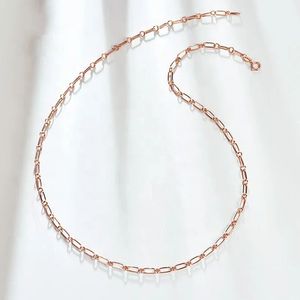 Collier pour femme en or véritable 18 carats, chaîne à maillons en forme de trombone, design de marque célèbre Xinfly - Product Image 4