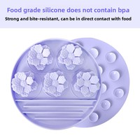 Plat et bol à lécher en silicone pour chats et chiens, à alimentation lente, avec ventouse faible, style fleur, forme ronde
