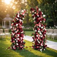Eleganter Hochzeits-Blumenbogen Künstliche Rosenreihe für Outdoor-Hochzeiten Hintergrund Bühnendekoration Event-Dekor