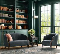 Fauteuil lounge RH Pristine en lin américain moderne, taille personnalisable, chaise d'appoint de luxe en bois sculpté, rembourrée en bois dur naturel