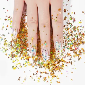 12 Colors/Set Star Shape Laser Shining Holographic Nail Sequins Glitter Thin The Four Star Shape Nail Sequins Art Decoration