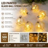 Guirlande lumineuse LED personnalisée en verre borosilicate peinte à la main, décorations de fête et d'intérieur, fournisseur ODM, coffret cadeau, vente en gros