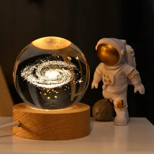 Star wood lamp base Base Crystal Ball 3D Illusion Lamp for Christmas Birthday Gifts wood led base 3d night light lamp