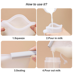 Récipient réutilisable anti-fuite pour aliments frais Sacs de <span class=keywords><strong>congélation</strong></span> pour le stockage du <span class=keywords><strong>lait</strong></span> <span class=keywords><strong>maternel</strong></span> en silicone de qualité alimentaire sans Bpa - Product Image 5