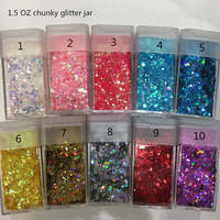 Vente directe d'usine, poudre de paillettes colorée en emballage de 1,5 oz pour la peinture, le slime, la boue de cristal, le maquillage de mariage, les ongles