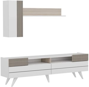 Media Console Mid Century Modern fwooden fluted TV Stand for 55 Inch TV
