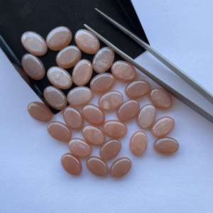 Jewel Creation - Cabujón Ovalado Liso de Piedra Lunar Melocotón Natural de 10mm y 20mm, Certificado IGI, para Fabricación de Joyas en India, Modelo 783 - Product Image 1