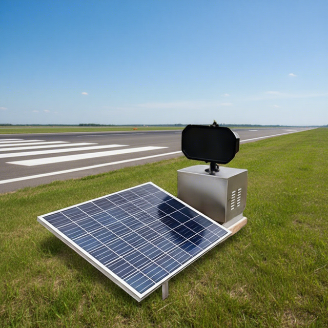High Power Directional Long Range Solar Acoustic Bird Repellent for Airports with Wireless Touch Screen Control