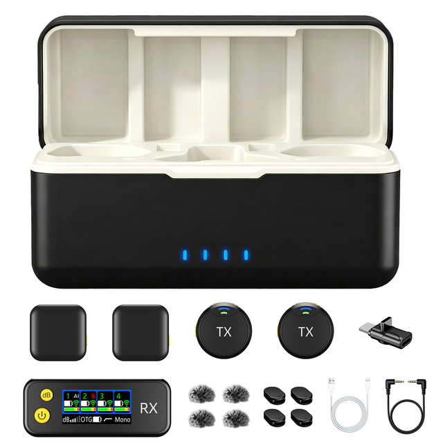 M6Q MIX Round and Square Compact Wireless Lavalier Microphone HD Screen AI Noise Reduction Custom Logo for Content Creator Video