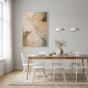 Tableau mural abstrait texturé, grand format, peint à la main, motif nature morte minimalistes de plumes, décoration intérieure - Product Image 6