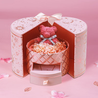 Vente en gros Boîte à bijoux faite main rose clair fleurs conservées roses pour toujours Cadeaux pour femmes
