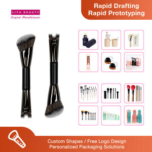 Pinceau de maquillage contour double-tête végétalien de haute qualité, multifonctionnel, pour sculpter le nez et les yeux en U, pour la vente en gros - Product Image 2