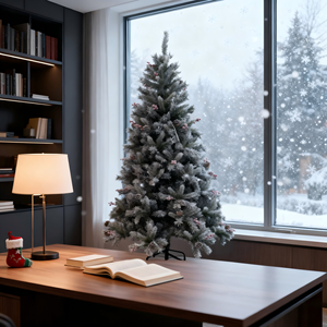 Snowy đổ PVC/PE Cây giáng sinh đèn Led màu hồng Berries thông cones-thanh lịch Frosted thiết kế cho phòng ngủ sang trọng trang trí kỳ nghỉ - Product Image 5