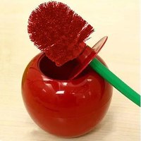 Brosse de toilette rouge créative en forme de cerise, ensemble de support de brosse de toilette, accessoires de salle de bains, 1 pièce