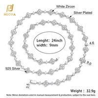 Collier chaîne tennis NUOYA trèfle à quatre feuilles en argent sterling 925, entièrement serti de zircone cubique micro-pavée, bijoux de luxe pour femme