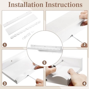 Set bestehend aus <span class=keywords><strong>2</strong></span> schwimmenden hölzernen Regalen hölzerne Buchregale für Schlafzimmer Kinderzimmer Dekor schwimmende Halterung schwimmendes Wandregal - Product Image 3