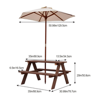 Parasol rectangulaire d'extérieur Table et chaise Ensemble pour enfants Banc de jeu de jardin pour enfants Parapluie de pique-nique en bois