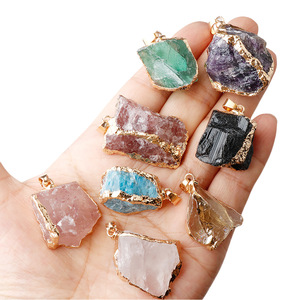 Forma Irregular Pedra Natural Colar De Cristal Corda De Couro Preto Rose Quartz Ametista Cura Cristais Colar Pingente - Product Image 3